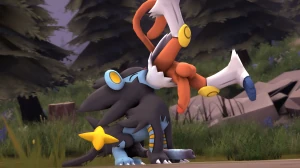 Luxray enjoying some monkey
